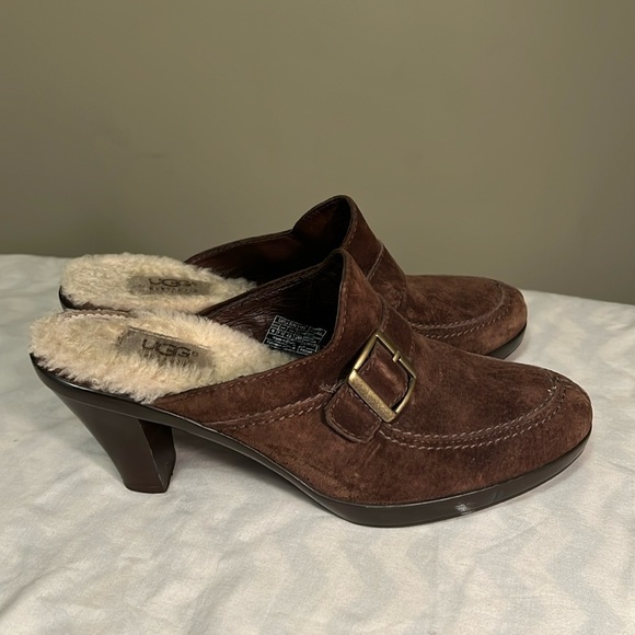 UGG, Brown Color, Heel Out, Belt Buckle Strap, Close Toe Heels, Size 9 - Picture 2 of 15